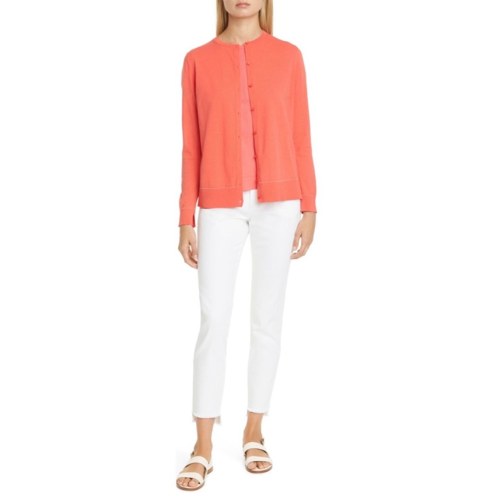 NEW LAFAYETTE 148 New York Kim Short Sleeves Cotton T-Shirt Tee Ultra Pink XS - Picture 6 of 13